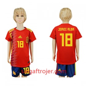 Spanien Fodboldtrøjer Jordi Alba 18 Børn Hjemmebanesæt VM 2018